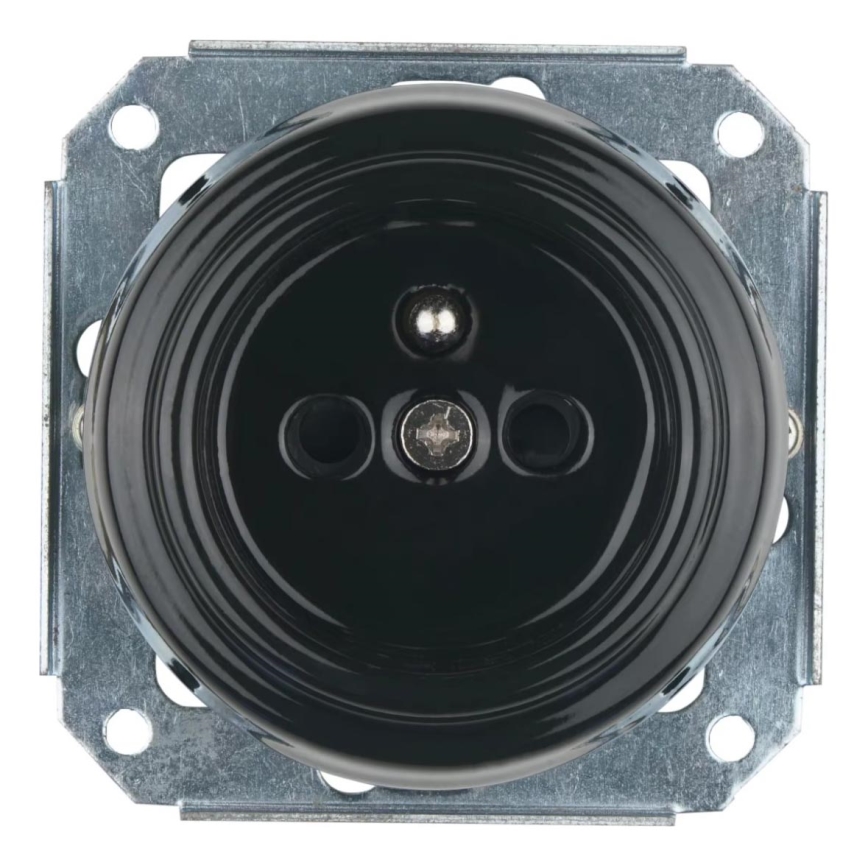 Bohemia-Design - porcelianinė retro namų rozetė be rėmelio 250V/16A juoda