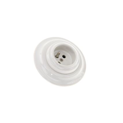 Bohemia-Design - Porcelianinė retro namų rozetė su rėmeliu 250V/16A balta