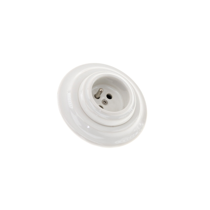 Bohemia-Design - Porcelianinė retro namų rozetė su rėmeliu 250V/16A balta