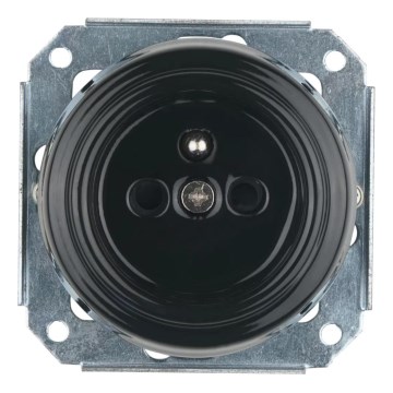Bohemia-Design - Porcelianinė retro rozetė namams be rėmelio 250V/16A juoda