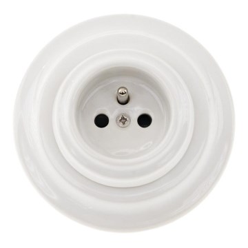 Bohemia-Design - Porcelianinė retro rozetė namams su rėmeliu 250V/16A balta
