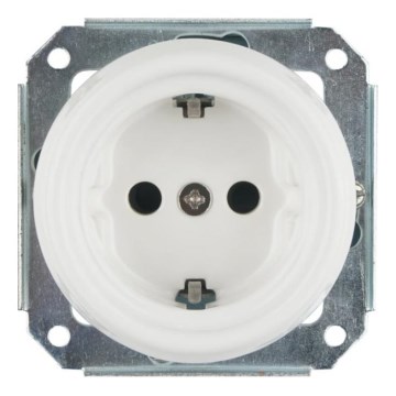 Bohemia-Design - porcelianinė retro sieninė rozetė be rėmelio SCHUKO 250V/16A balta
