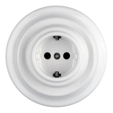 Bohemia-Design - Porcelianinė retro sieninė rozetė su rėmeliu SCHUKO 250V/16A balta
