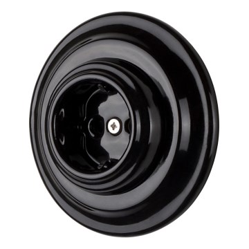 Bohemia-Design - Porcelianinė retro sieninė rozetė su rėmeliu SCHUKO 250V/16A juoda