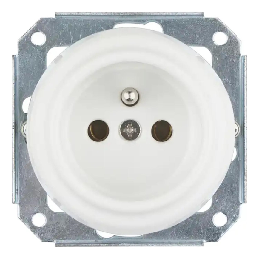 Bohemia-Design - porcelianinis retro stiliaus namų sieninis lizdas be rėmelio 250V/16A baltas