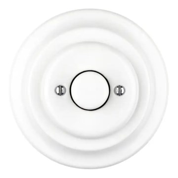 Bohemia-Design - Porcelianinis retro sukamas šviesos reguliatorius su rėmeliu 250V/10A baltas