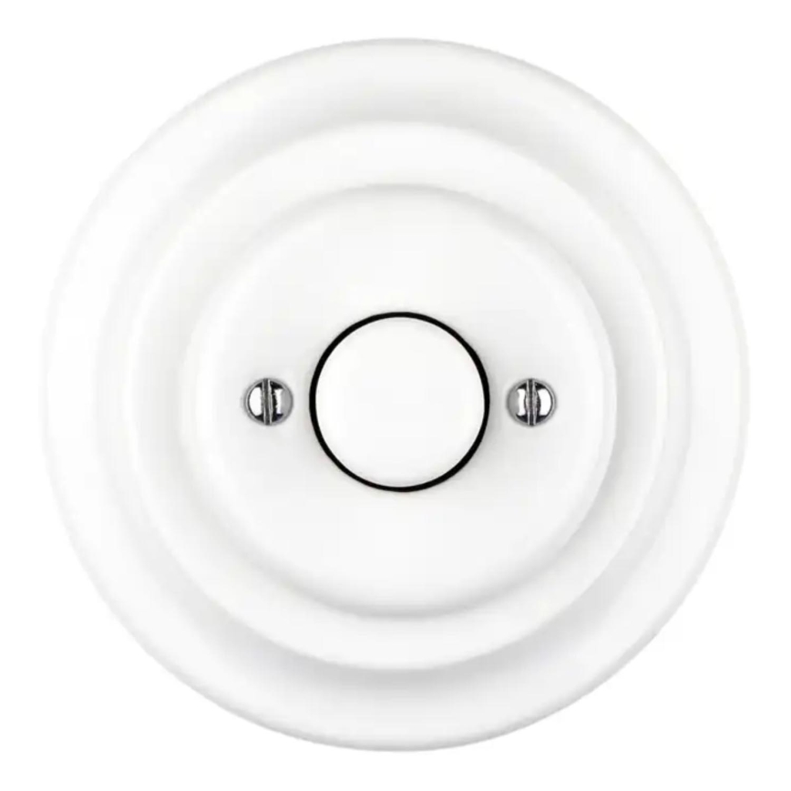 Bohemia-Design - Porcelianinis retro sukamas šviesos reguliatorius su rėmeliu 250V/10A baltas