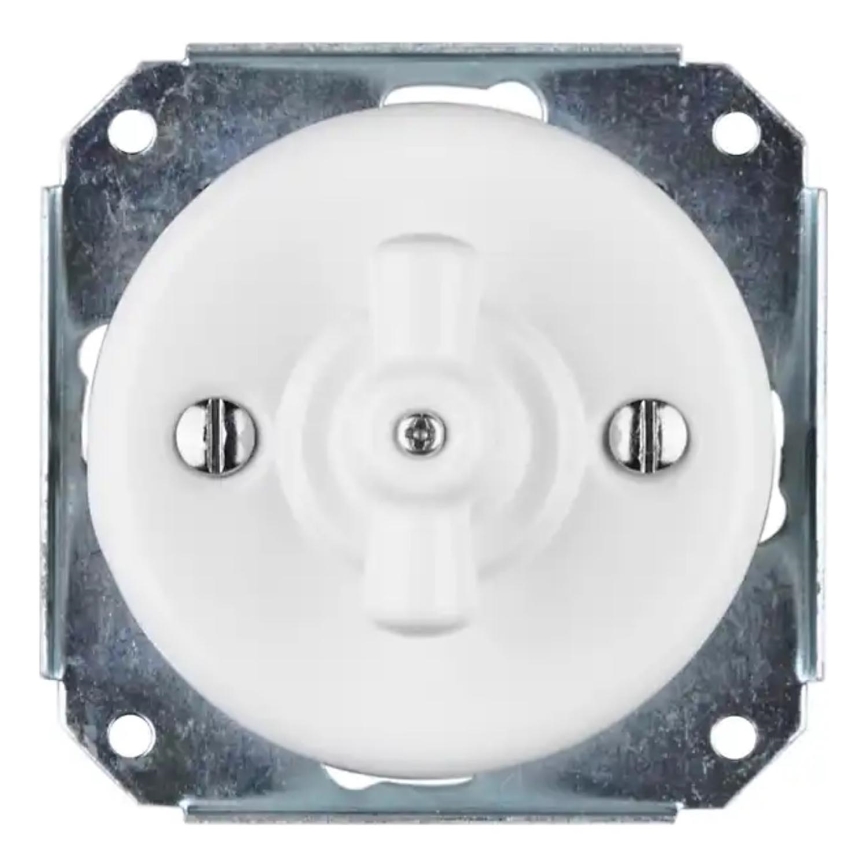 Bohemia-Design - Porcelianinis retro sukamasis jungiklis be rėmo Nr. 7, baltas