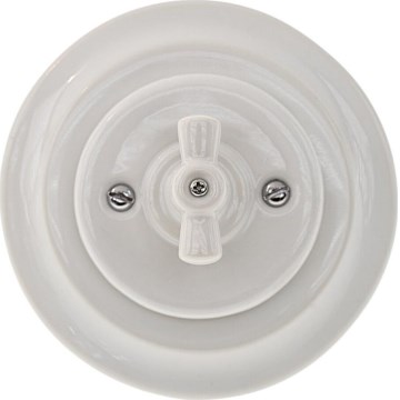 Bohemia-Design - Porcelianinis retro sukamasis jungiklis su rėmeliu Nr. 5 baltas