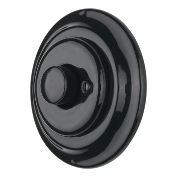 Bohemia-Design - retro porcelianinis sukamasis šviesos reguliatorius su rėmeliu 250V/10A juodas