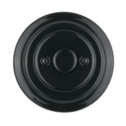 Bohemia-Design - retro porcelianinis sukamasis šviesos reguliatorius su rėmeliu 250V/10A juodas