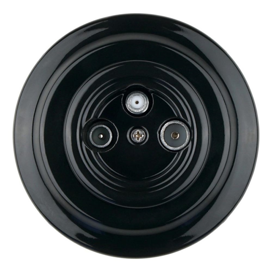 Bohemia-Design - Retro stiliaus porcelianinis TV/SAT lizdas su rėmeliu, juodas