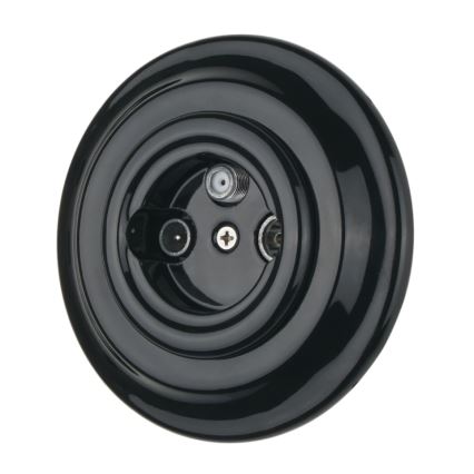 Bohemia-Design - Retro stiliaus porcelianinis TV/SAT lizdas su rėmeliu, juodas