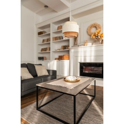 BOHO pakabinamas šviestuvas ant laido, 1xE27/60W/230V, Ø 20 cm, balta/džiutas