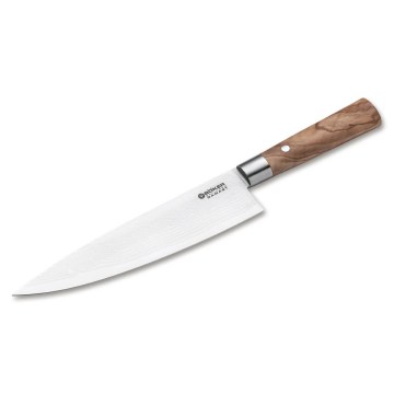 Böker - Damasko plieno virtuvinis peilis DAMAST OLIVE 21,2 cm alyvmedžio mediena