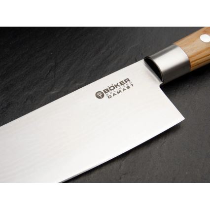 Böker - Damasko plieno virtuvinis peilis DAMAST OLIVE 21,2 cm alyvmedžio mediena