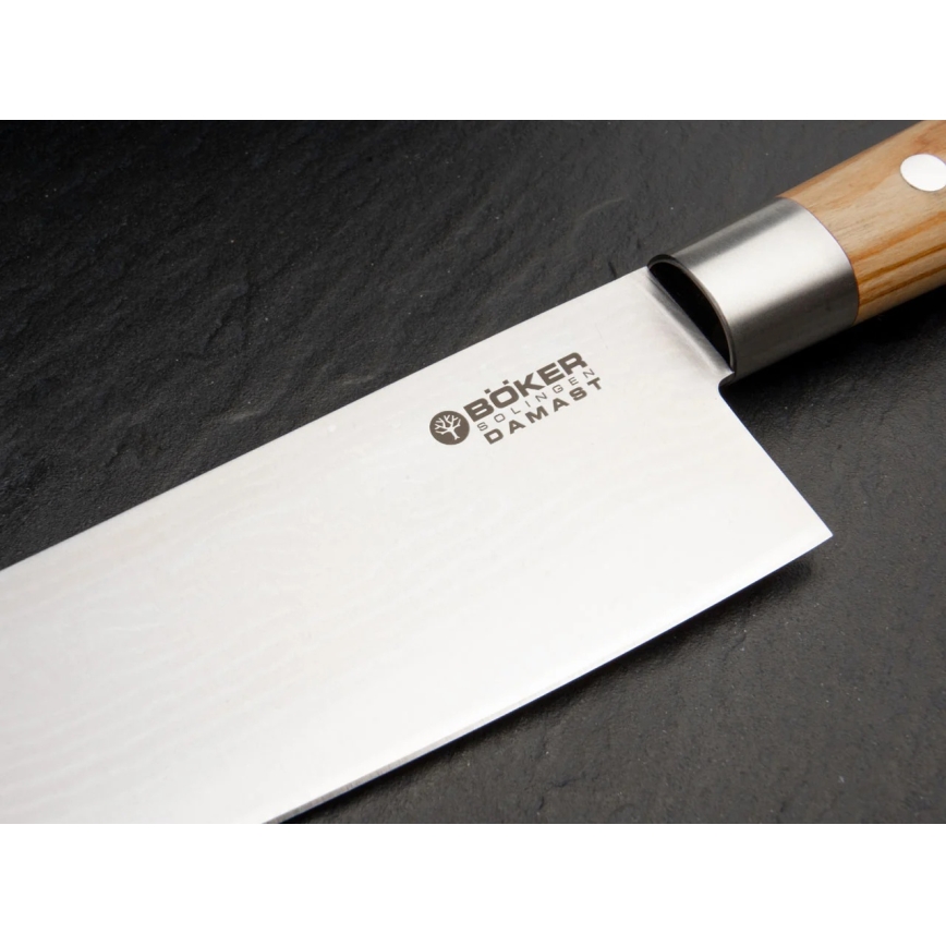 Böker - Damasko plieno virtuvinis peilis DAMAST OLIVE 21,2 cm alyvmedžio mediena