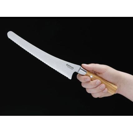 Böker - Duonos peilis iš damasko plieno DAMAST OLIVE 23,5 cm, alyvmedžio mediena