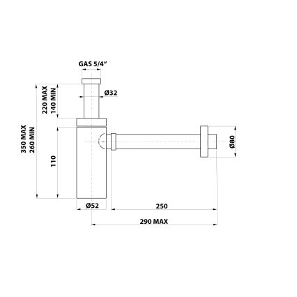 Bonomini - praustuvo sifonas KING, blizgus chromas