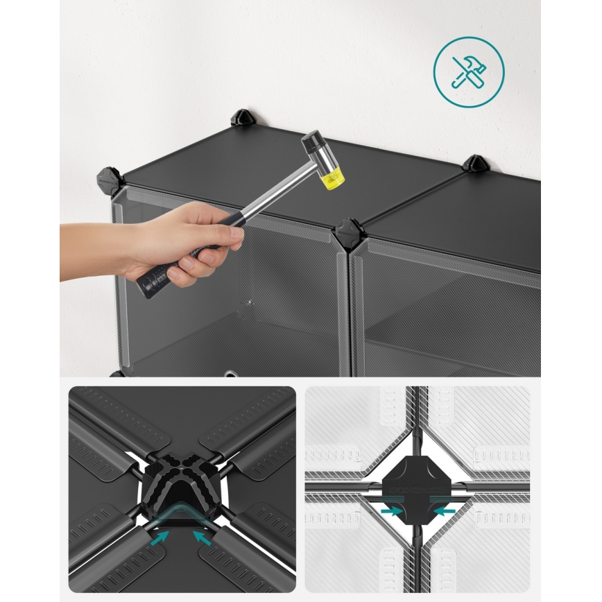 BOXIFY modulinė lentyna su skyrelėmis, juoda
