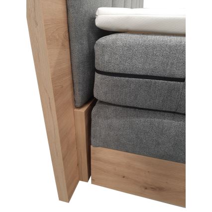 Boxspring lova JASMINE 180x200 cm su čiužiniais, topperiu ir talpia patalynės dėže, pilka