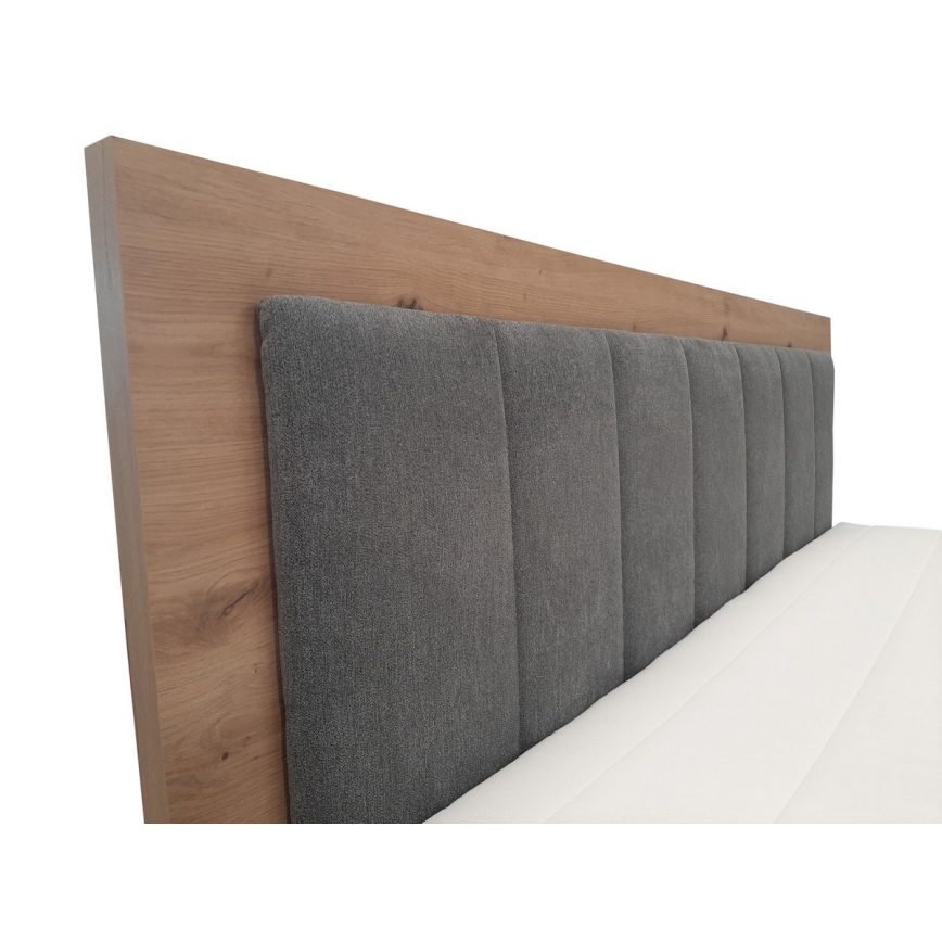 Boxspring lova JASMINE 180x200 cm su čiužiniais, topperiu ir talpia patalynės dėže, pilka