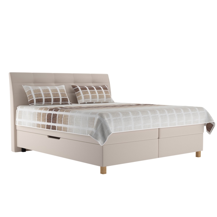 Boxspring lova su čiužiniu BEA 160x200 cm smėlio spalvos