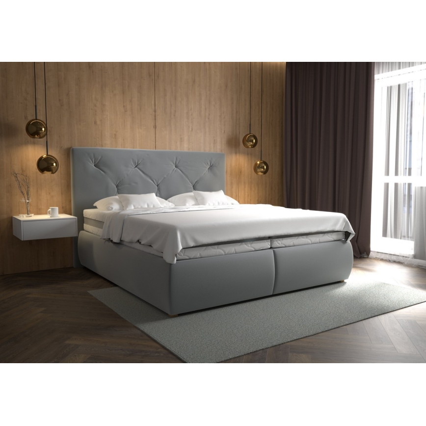 Boxspring lova su čiužiniu ir viršutiniu čiužiniu ELEN 160x200 cm pilka