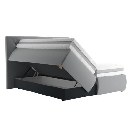 Boxspring lova su čiužiniu ir viršutiniu čiužiniu ELEN 160x200 cm pilka