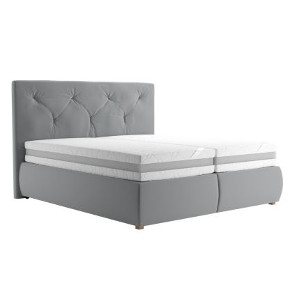 Boxspring lova su čiužiniu ir viršutiniu čiužiniu ELEN 160x200 cm pilka