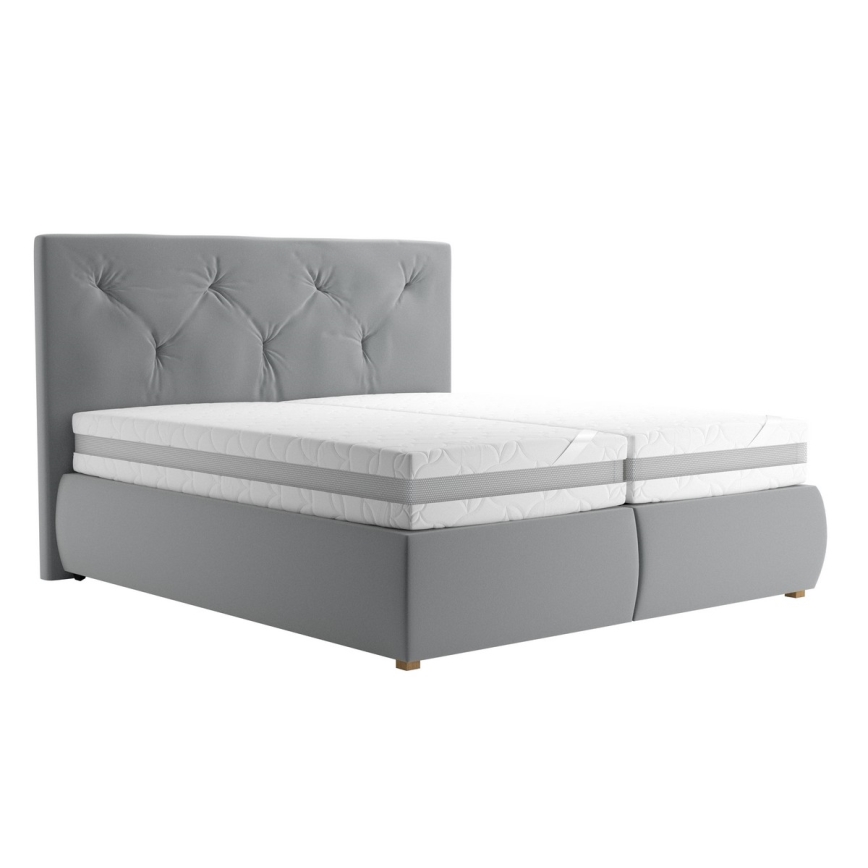 Boxspring lova su čiužiniu ir viršutiniu čiužiniu ELEN 160x200 cm pilka