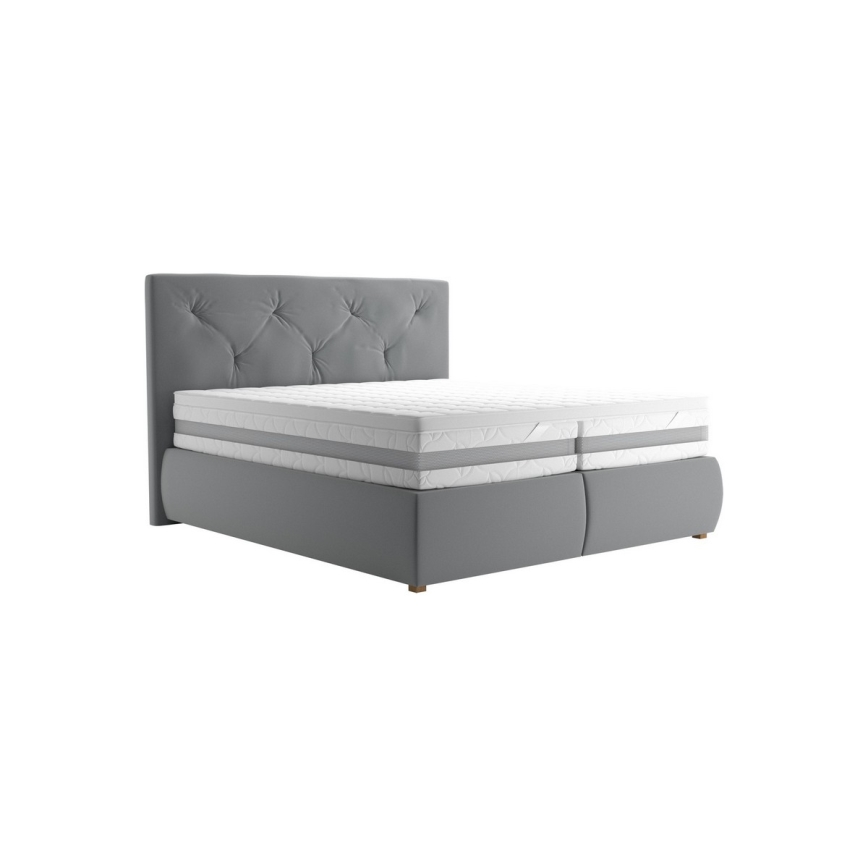 Boxspring tipo lova su čiužiniu ir antčiužiniu ELEN 180x200 cm pilka