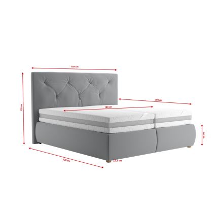 Boxspring tipo lova su čiužiniu ir antčiužiniu ELEN 180x200 cm pilka