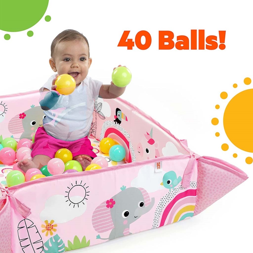 Bright Starts - Vaikiška antklodė žaidimui 5in1 YOUR WAY BALL PLAY 3xAA rausva