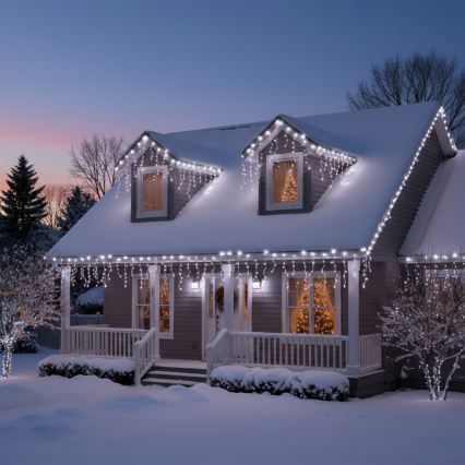 Brilagi - LED lauko kalėdinė girlianda 200xLED/8 funkcijų 13 m IP44 šaltai balta varvekliai