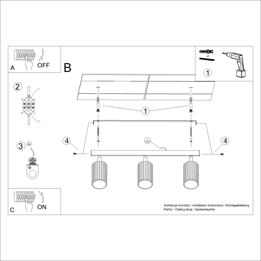 Brilagi - Akcentinis apšvietimas CRESTO 3xGU10/10W/230V kreminė