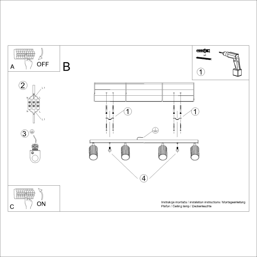 Brilagi - Akcentinis apšvietimas CRESTO 4xGU10/10W/230V auksas