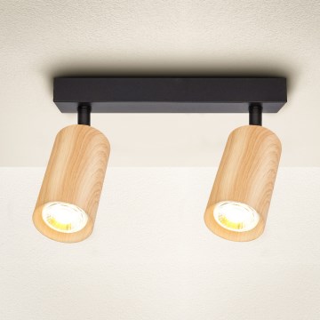 Brilagi - Akcentinis apšvietimas SELE 2xGU10/30W/230V juoda/ąžuolo dekoras
