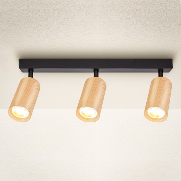 Brilagi - Akcentinis apšvietimas SELE 3xGU10/30W/230V juoda/ąžuolo dekoras
