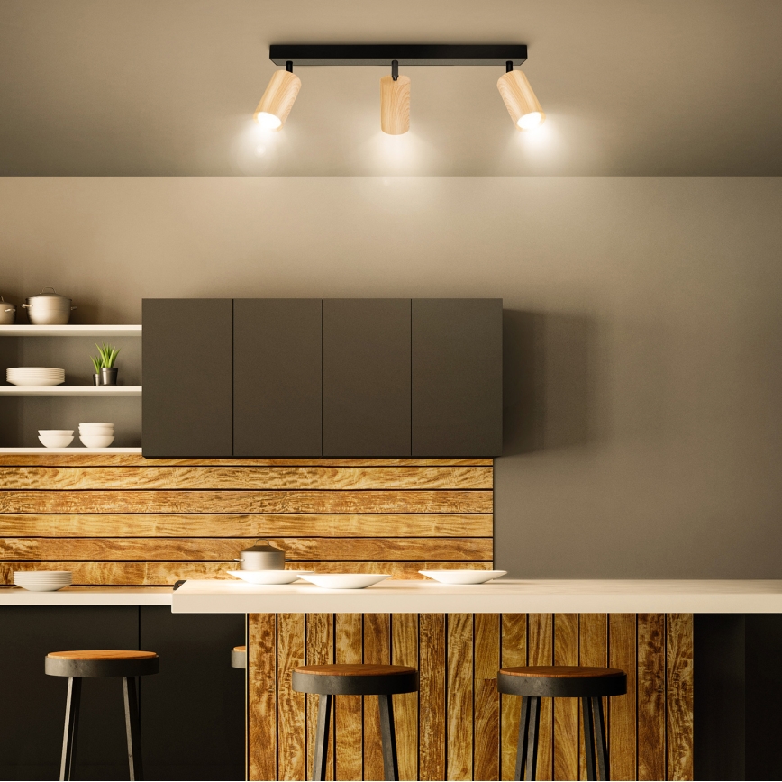 Brilagi - Akcentinis apšvietimas SELE 3xGU10/30W/230V juoda/ąžuolo dekoras