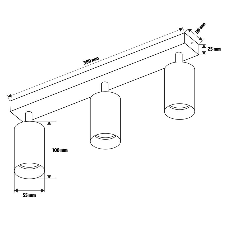 Brilagi - Akcentinis apšvietimas SELE 3xGU10/30W/230V juoda
