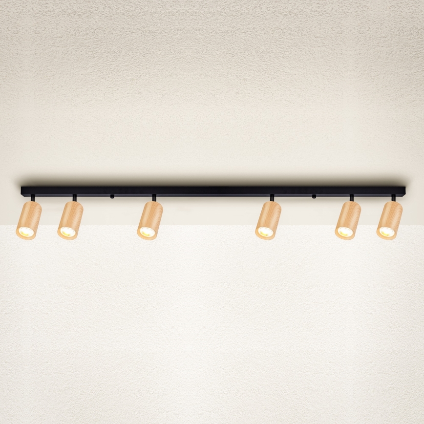 Brilagi - Akcentinis apšvietimas SELE 6xGU10/30W/230V juoda/ąžuolo dekoras