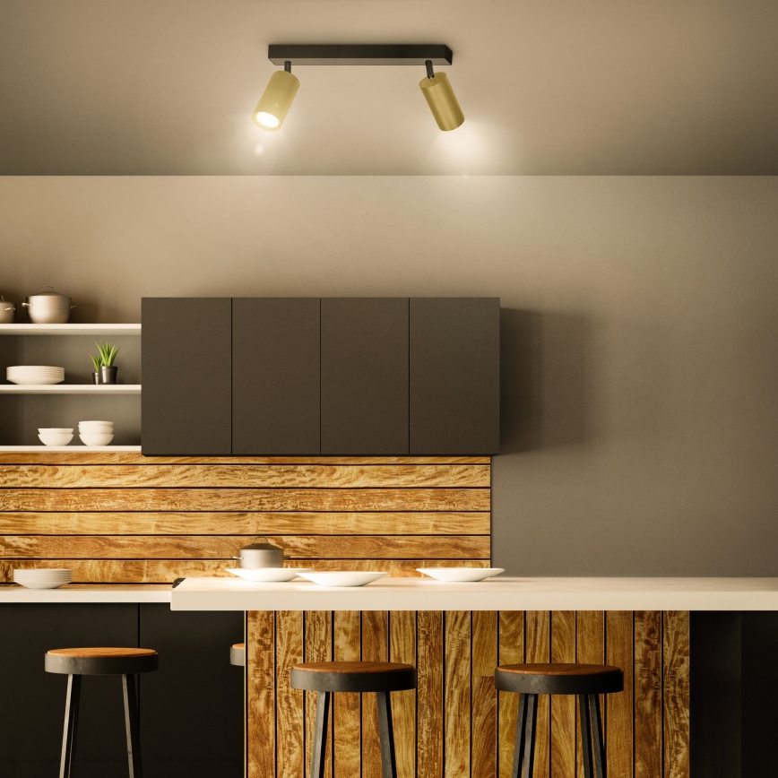 Brilagi - Akcentinis apšvietimas SELE GOLDEN 2xGU10/30W/230V juoda/auksas