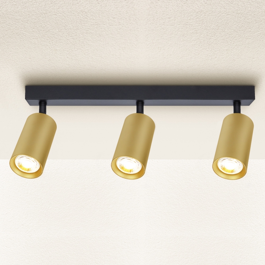 Brilagi - Akcentinis apšvietimas SELE GOLDEN 3xGU10/30W/230V juoda/auksas