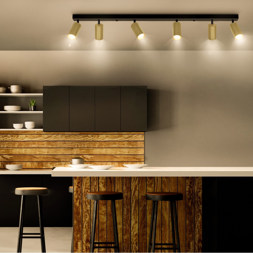 Brilagi - Akcentinis apšvietimas SELE GOLDEN 6xGU10/30W/230V juoda/auksas