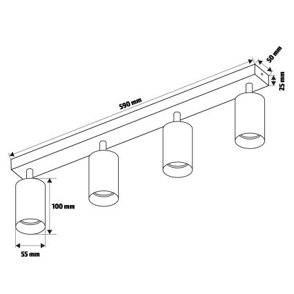 Brilagi - Akcentinis vonios šviestuvas SELE 4xGU10/30W/230V IP44 sidabras