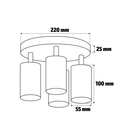 Brilagi - Akcentinis vonios šviestuvas SELE AQUA 4xGU10/30W/230V IP44 juoda