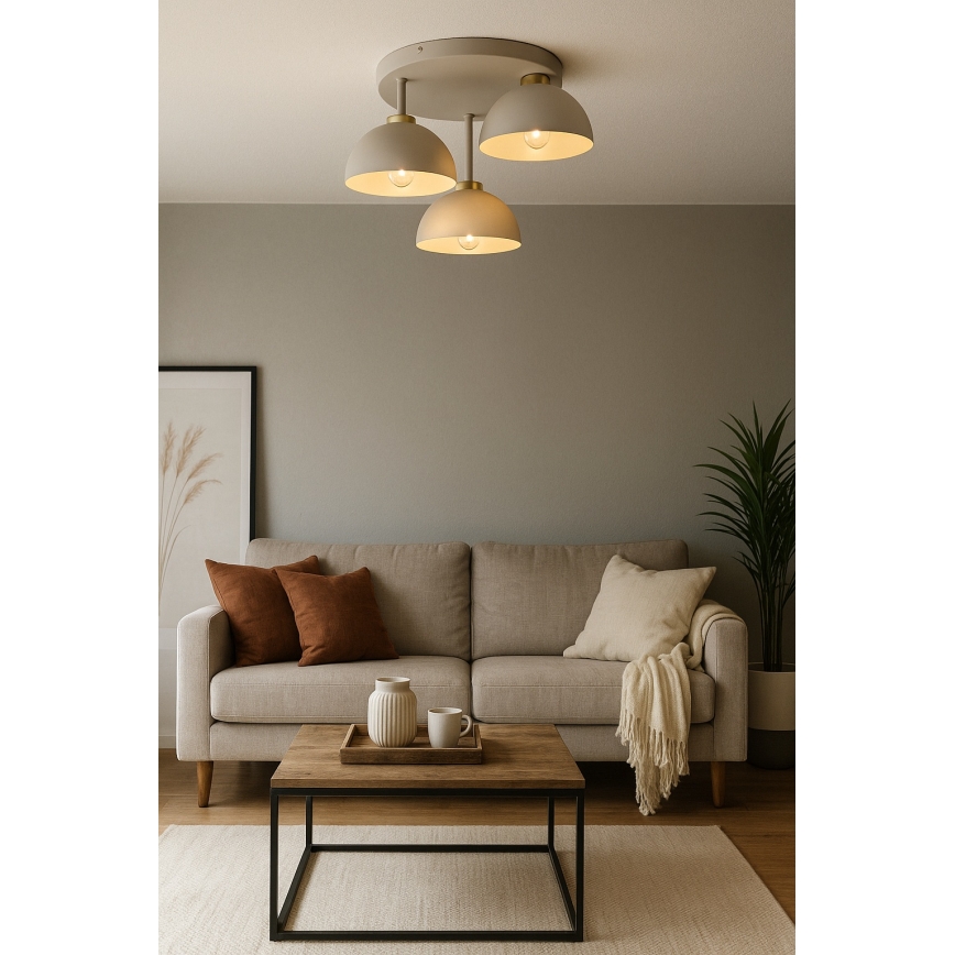 Brilagi - Ant lubų montuojama liustra 3xE27/60W/230V smėlinė/auksinė