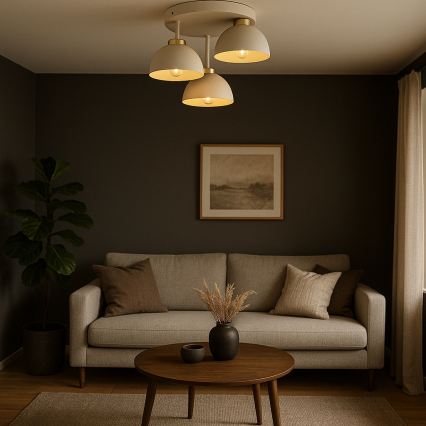 Brilagi - Ant lubų montuojama liustra 3xE27/60W/230V smėlinė/auksinė