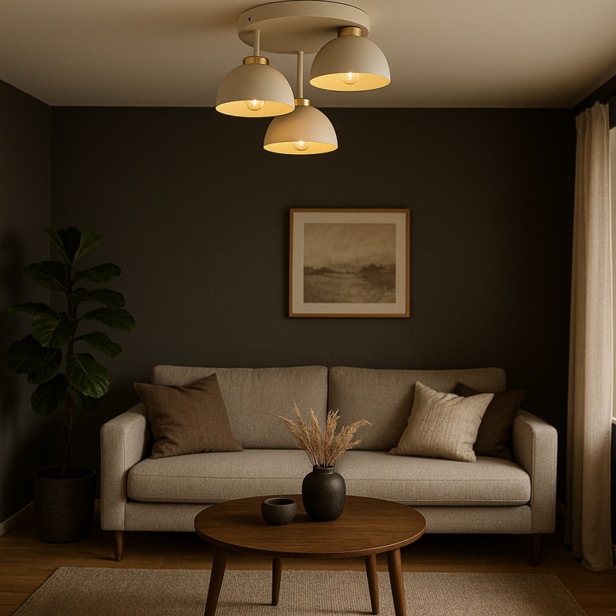 Brilagi - Ant lubų montuojama liustra 3xE27/60W/230V smėlinė/auksinė